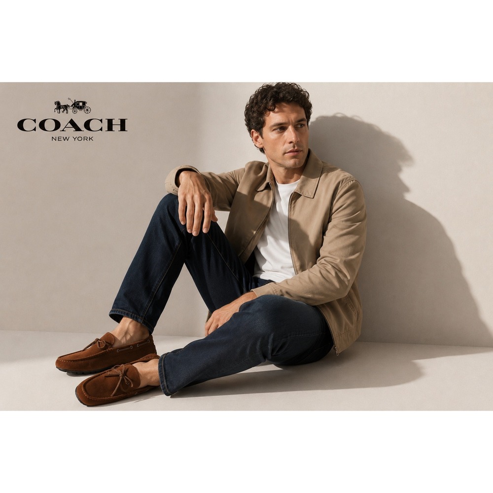 Coach Mott Lace‎ Suede Driving Loafers Mahogany Men's Size 9D NIB